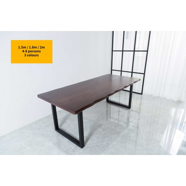 Solid Wooden Dining Table With Metal Box Frame- Industrial Design - 1.5m / 1.8m / 2m Seats 4-8 persons